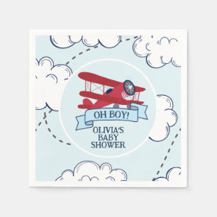 Serviette En Papier Baby shower d'avion rouge