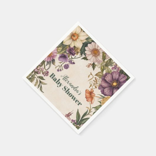 Serviette En Papier Baby shower de Baby shower Art Nouveau victorien (Coin)