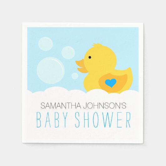 Serviette En Papier Baby shower de bain en caoutchouc Ducky Bubble Boy (Devant)