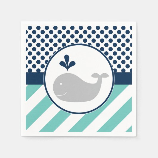 Serviette En Papier Baby shower de baleine bleue serviettes (Devant)