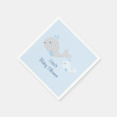 Serviette En Papier Baby shower de baleines bleu et gris (Coin)
