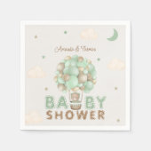 Serviette En Papier Baby shower de ballon à air chaud Teddy Bear Green (Devant)