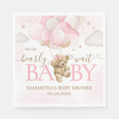 Serviette En Papier Baby shower de ballon d'ours rose Boho (Devant)
