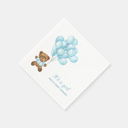 Serviette En Papier Baby shower de ballon Teddy Bear (Coin)