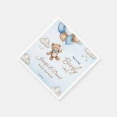 Serviette En Papier Baby shower de ballons bleu Tan Teddy Bear (Coin)