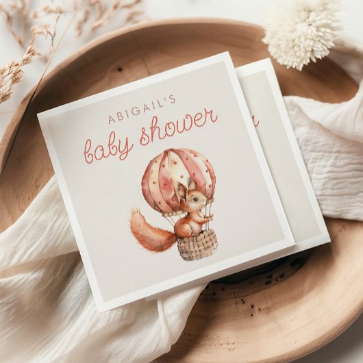 Serviette En Papier Baby shower de ballons d'écureuil rouge mignon
