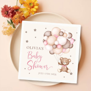 Serviette En Papier Baby shower de ballotte rose Teddy