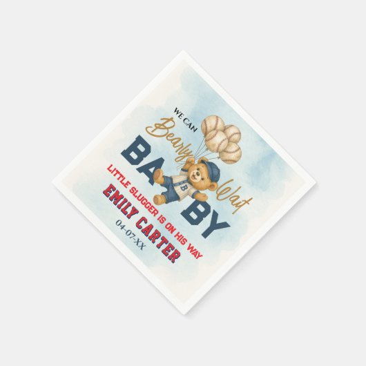 Serviette En Papier Baby shower de baseball bleu petit lugger (Coin)