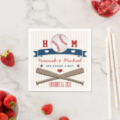 SERVIETTE EN PAPIER BABY SHOWER DE BASEBALL MONOGRAMMMÉ (En situation)
