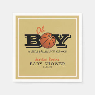 Serviette En Papier Baby shower de basket-ball cool "Oh Boy"