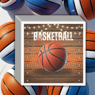 Serviette En Papier Baby shower de basket-ball orange rustique