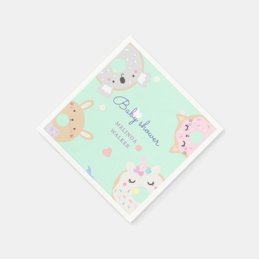 Serviette En Papier baby shower de beignets animaux mignons (Coin)