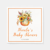 Serviette En Papier Baby shower de bouquet de fleurs citrouilles (Devant)