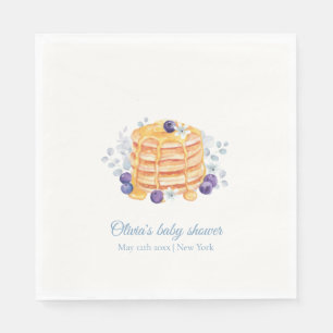 Serviette En Papier Baby shower de brunch au bleuet bleu floral