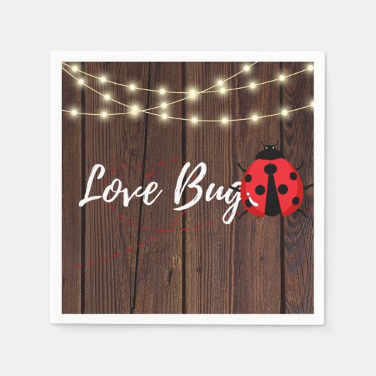 Serviette En Papier Baby shower de bug d'amour rustique (Devant)