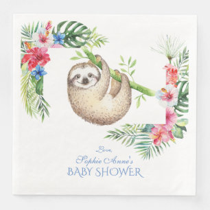 Serviette En Papier Baby shower de cadre à fleur tropicale mignonne Sl