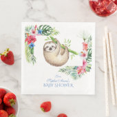 Serviette En Papier Baby shower de cadre à fleur tropicale mignonne Sl (En situation)