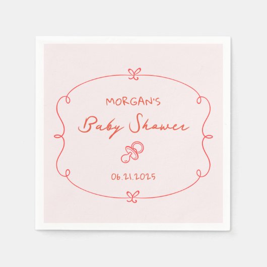 Serviette En Papier Baby shower de cadre à mâchoires molles (Devant)