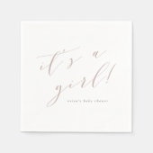 Serviette En Papier Baby shower de calligraphie "C'est une fille" du r (Devant)