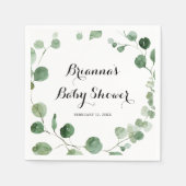 Serviette En Papier Baby shower de calligraphie moderne Eucalyptus ser (Devant)