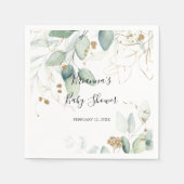 Serviette En Papier Baby shower de calligraphie or Eucalyptus serviett (Devant)