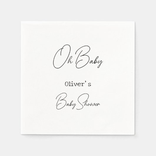 Serviette En Papier Baby shower de calligraphie simple et élégant (Devant)