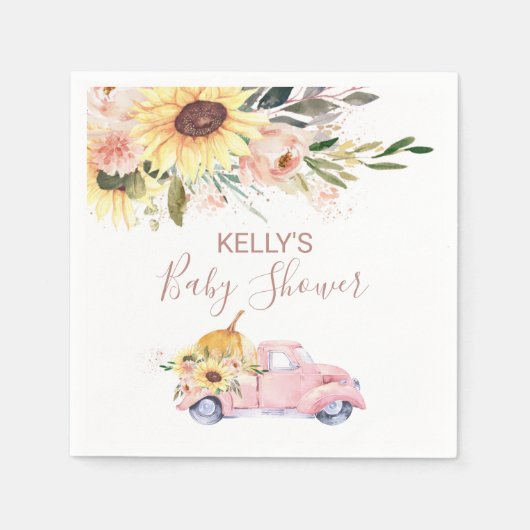 Serviette En Papier Baby shower de camion Citrouille de tournesol (Devant)