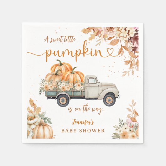 Serviette En Papier Baby shower de camion citrouille - Feuilleton d'au (Devant)
