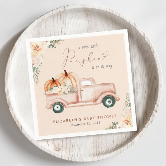Serviette En Papier Baby shower de camion Citrouille Terracotta