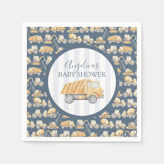 Serviette En Papier Baby shower de camion de construction (Devant)