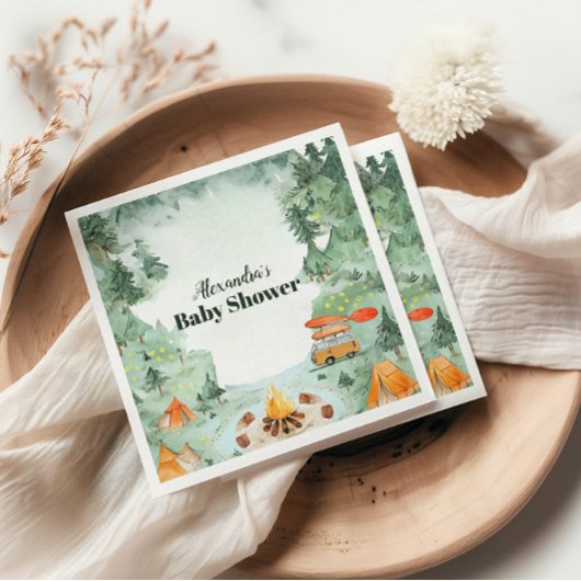 Serviette En Papier Baby shower de camping aquarelle