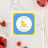 Serviette En Papier Baby shower de canard bleu et jaune sur mesure (En situation)