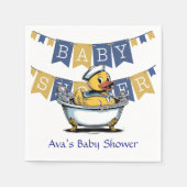 Serviette En Papier Baby shower de canard en caoutchouc jaune et bleu (Devant)