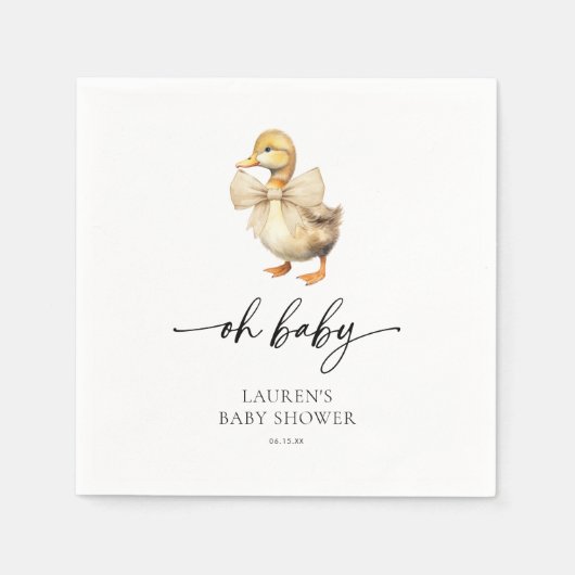 Serviette En Papier Baby shower de canard rustique mignon (Devant)