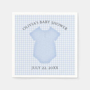 Serviette En Papier Baby shower de carrosserie En vichy bébé bleu