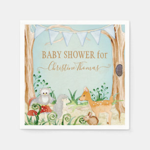 Serviette En Papier Baby shower de cerfs de boeufs de Hidgehog Owl Boy