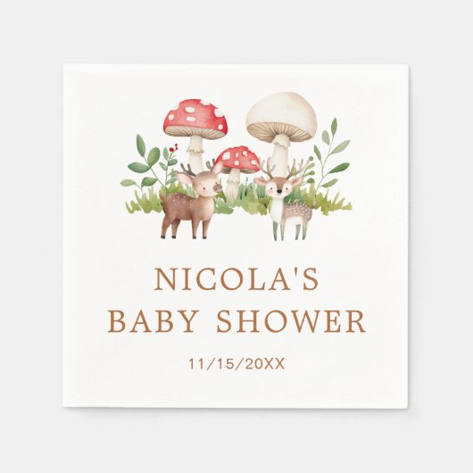 Serviette En Papier Baby shower de cerfs de bois (Devant)