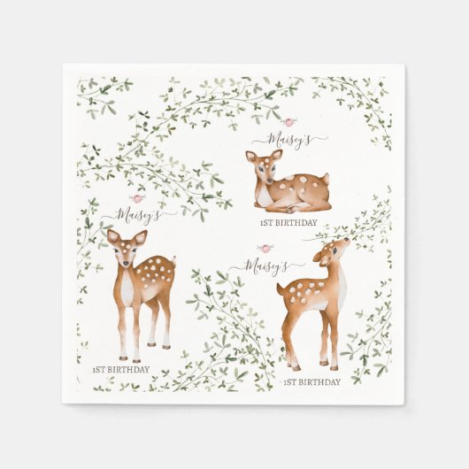 Serviette En Papier Baby shower de cerfs de bois (Devant)