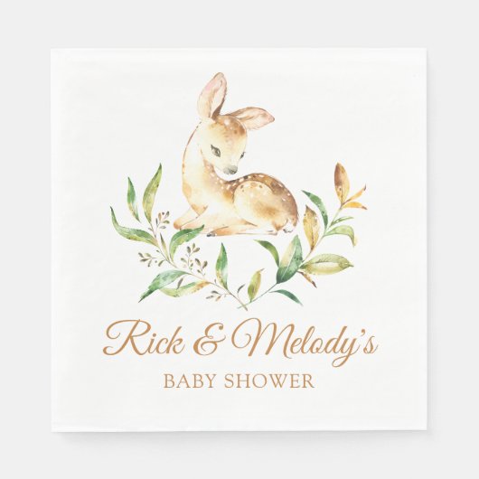 Serviette En Papier Baby shower de cerfs de bois pour garçon ou fille (Devant)