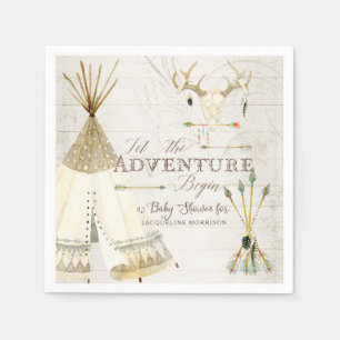 Serviette En Papier Baby shower de cerfs de la tribu Teepee Boho Antle