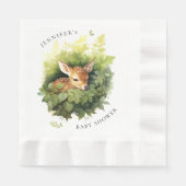 Serviette En Papier Baby shower de cerfs dormant à l'aquarelle (Devant)