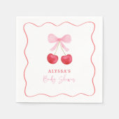 Serviette En Papier Baby shower de cerise rose Bow (Devant)