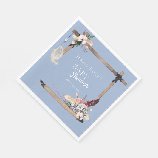 Serviette En Papier Baby shower de Chambray du sud-ouest de Boho (Coin)