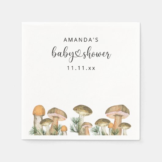 Serviette En Papier Baby shower de champignons forestiers (Devant)
