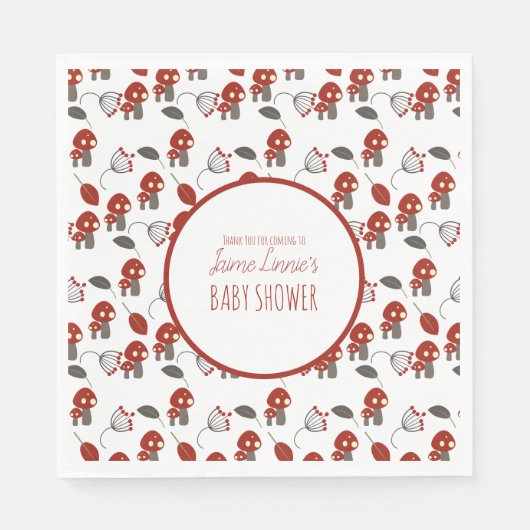 Serviette En Papier Baby shower de champignons mignons Jardin Forêt Me (Devant)