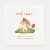 Serviette En Papier Baby shower de champignons Woodland Ladybug Bienve (Devant)