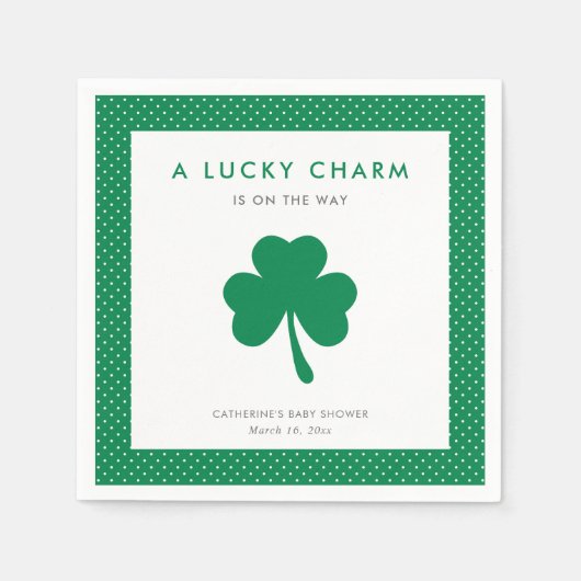 Serviette En Papier Baby shower de charme Lucky Shamrock irlandais (Devant)