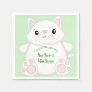 Serviette En Papier Baby shower de chat Kitty Green