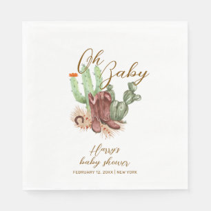Serviette En Papier Baby shower de chaussures Boho Cactus Cowboy moder