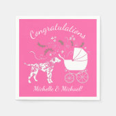 Serviette En Papier Baby shower de Chien Dalmatien Chien Chien rose Ch (Devant)